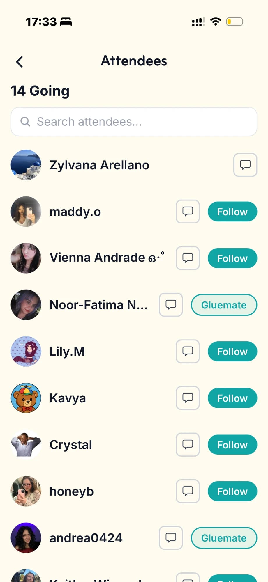 The real We Glue attendee list for an event