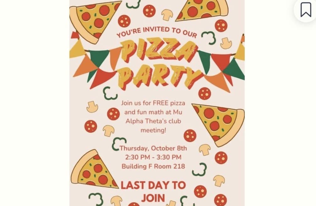 Pizza Party invitation flyer with illustrated pizza slices